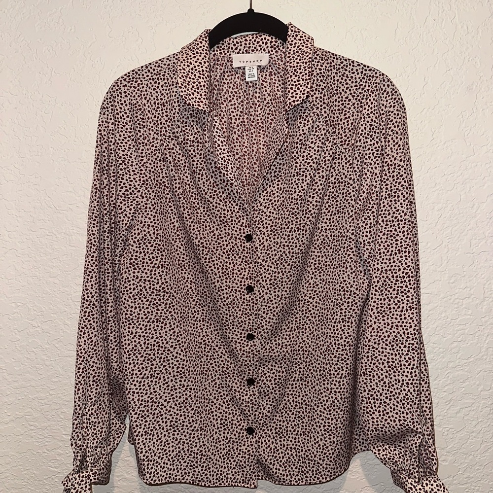 Topshop Women's Black and White Button Down Shirt